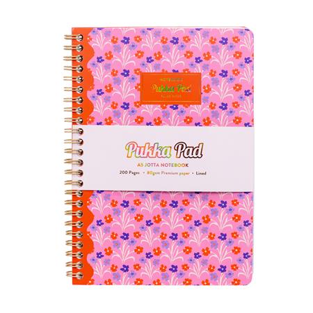 Spirálfüzet, A5, vonalas, 100 lap, PUKKA PAD "Floral Jotta Notebook", vegyes minta